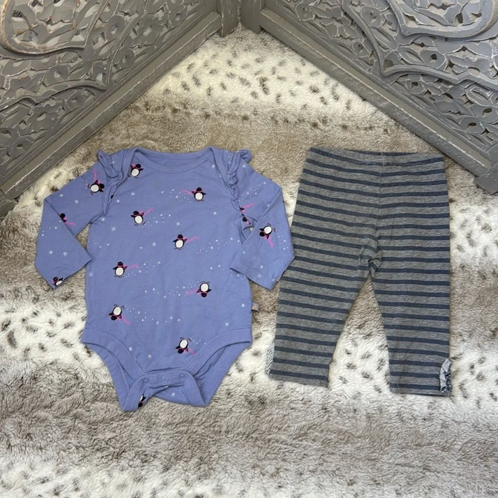 GAP Kids set baby girls 3-6 months penguin snowflake winter holiday girlhoodcore